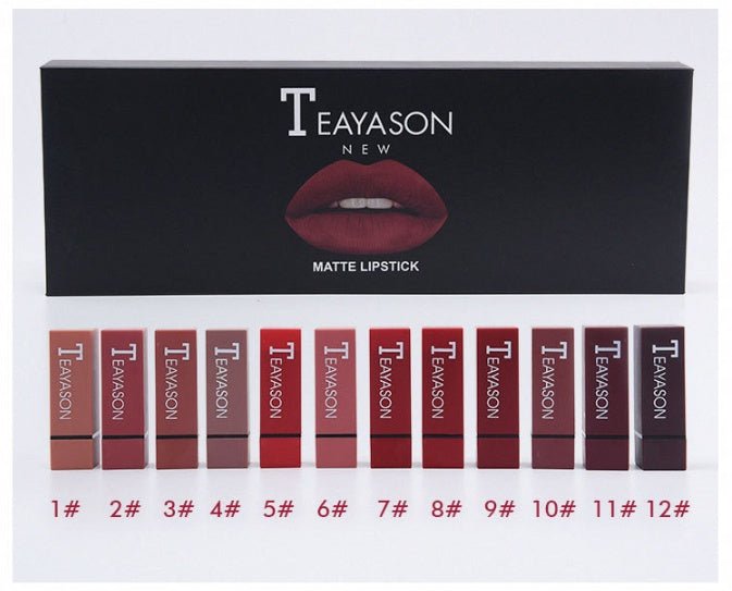 New set of 12-color square tube lipstick matte lipstick $81.19 Dana Fashion Color: 12 colors makeup Color Character Red Brick Red Pink Earthy Orange Effect modification Net content 506g a box