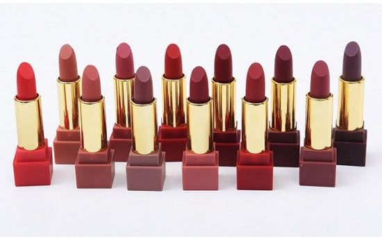New set of 12-color square tube lipstick matte lipstick $81.19 Dana Fashion Color: 12 colors makeup Color Character Red Brick Red Pink Earthy Orange Effect modification Net content 506g a box