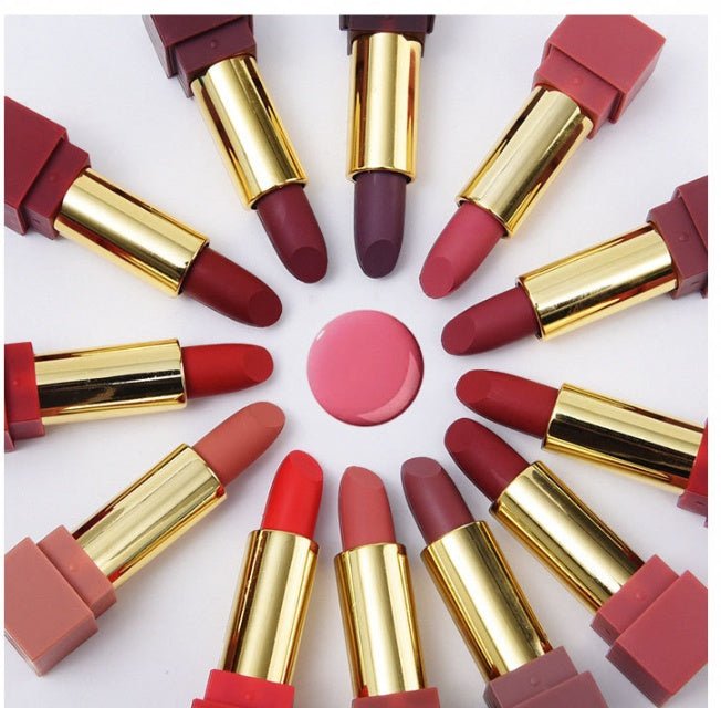 New set of 12-color square tube lipstick matte lipstick $81.19 Dana Fashion Color: 12 colors makeup Color Character Red Brick Red Pink Earthy Orange Effect modification Net content 506g a box