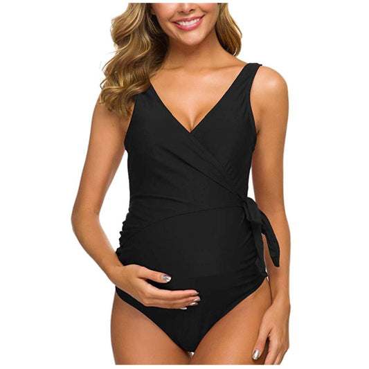 New Sexy Ladies Pregnant Women One-Piece European And American Sexy Swimwear Swimwear Wholesale $23.03 Dana Fashion Color: Black spots Size: 2XL Baby & Mother Product information Applicable age: adult Pattern style: sexy Whether with steel tow: with chest