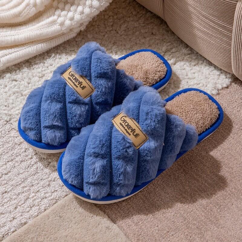 New Simple Thick Bottom Interior Home Non-slip Plush Warm Cotton Slippers $29.90 Dana Fashion Color: Blue Size: 40 to 41 Women's shoes Product information: Pattern: solid color Inner material: artificial wool Color: white, pink, yellow, gray, blue Shoe Up