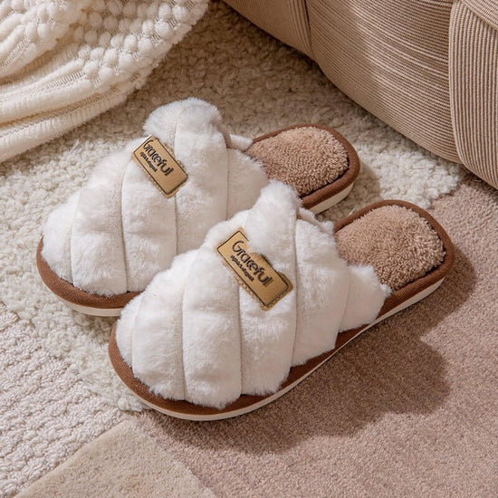New Simple Thick Bottom Interior Home Non-slip Plush Warm Cotton Slippers $29.90 Dana Fashion Color: White Size: 36 to 37 Women's shoes Product information: Pattern: solid color Inner material: artificial wool Color: white, pink, yellow, gray, blue Shoe U