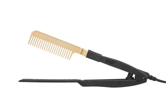 New style clip hair straightener wet and dry portable household $38.47 Dana Fashion Dimensions: Australian regulations Size: 30*3.5*2.5cm Color: Brass+black Beauty Tools Product information Product name: straight hair comb Product material: alloy + ABS Pr