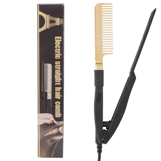 New style clip hair straightener wet and dry portable household $38.47 Dana Fashion Dimensions: Australian regulations Size: 30*3.5*2.5cm Color: Brass+black Beauty Tools Product information Product name: straight hair comb Product material: alloy + ABS Pr