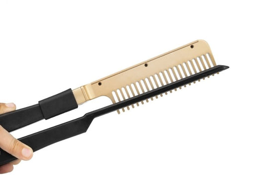New style clip hair straightener wet and dry portable household $38.47 Dana Fashion Dimensions: Australian regulations Size: 30*3.5*2.5cm Color: Brass+black Beauty Tools Product information Product name: straight hair comb Product material: alloy + ABS Pr