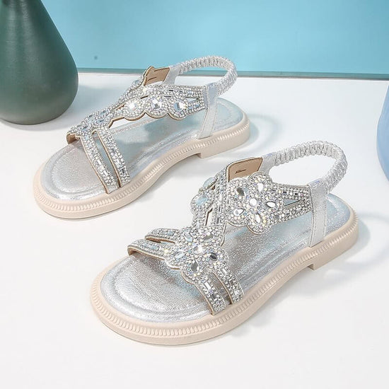 New Summer Bohemian Style Girls' Rhinestone Sandals $43.50 Dana Fashion Color: Silver Size: 25 Women's shoes Product information: Color: gold, silver, sky blue, pink Size: 25,26,27,28,29,30,31,32,33,34,35 Sole material: beef tendon Popular elements: rhine
