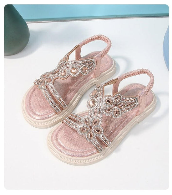 New Summer Bohemian Style Girls' Rhinestone Sandals $43.50 Dana Fashion Color: Gold Size: 25 Women's shoes Product information: Color: gold, silver, sky blue, pink Size: 25,26,27,28,29,30,31,32,33,34,35 Sole material: beef tendon Popular elements: rhinest
