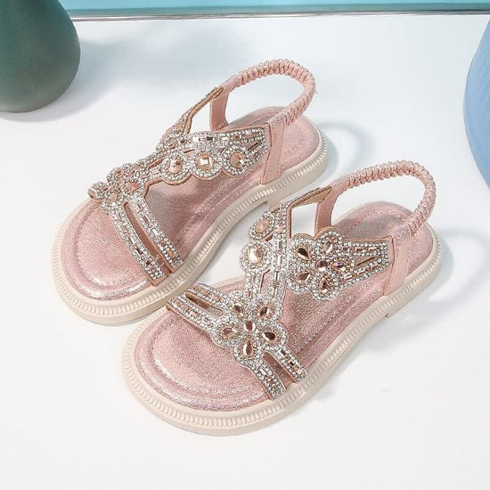 New Summer Bohemian Style Girls' Rhinestone Sandals $43.50 Dana Fashion Color: Pink Size: 25 Women's shoes Product information: Color: gold, silver, sky blue, pink Size: 25,26,27,28,29,30,31,32,33,34,35 Sole material: beef tendon Popular elements: rhinest
