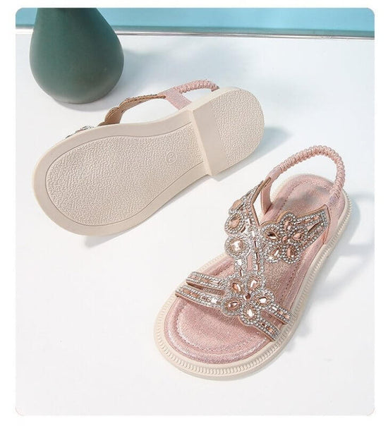 New Summer Bohemian Style Girls' Rhinestone Sandals $43.50 Dana Fashion Color: Gold Size: 25 Women's shoes Product information: Color: gold, silver, sky blue, pink Size: 25,26,27,28,29,30,31,32,33,34,35 Sole material: beef tendon Popular elements: rhinest