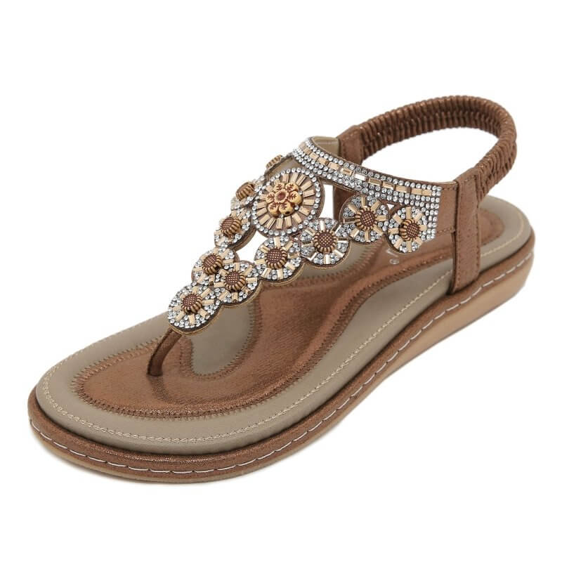 New Summer Comfortable Beach Sandals For Women $49.90 Dana Fashion Color: Brown Size: 36 Women's shoes Product information: Lining material: Microfiber Color: gold, brown, black Upper height: low top Processing Method: printed leather Size: 42,41,40,39,38