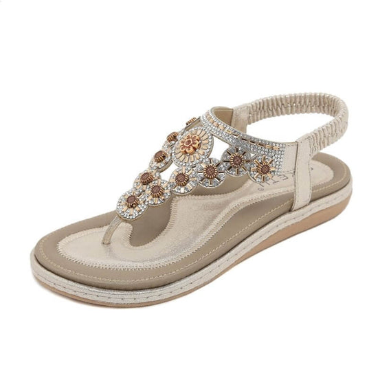 New Summer Comfortable Beach Sandals For Women $49.90 Dana Fashion Color: Gold Size: 36 Women's shoes Product information: Lining material: Microfiber Color: gold, brown, black Upper height: low top Processing Method: printed leather Size: 42,41,40,39,38,