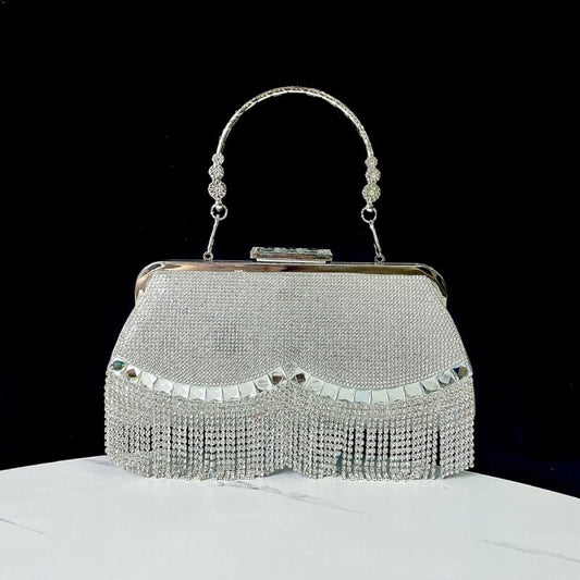 New Tassel KTV Princess Dinner Dress Hand Shoulder Crossbody Banquet Bag $51.59 Dana Fashion Color: Black Women's Bags Product information: Lining texture: Polyester Applicable scenarios: Daily matching Color: silver, gold, black Outer bag type: open pock