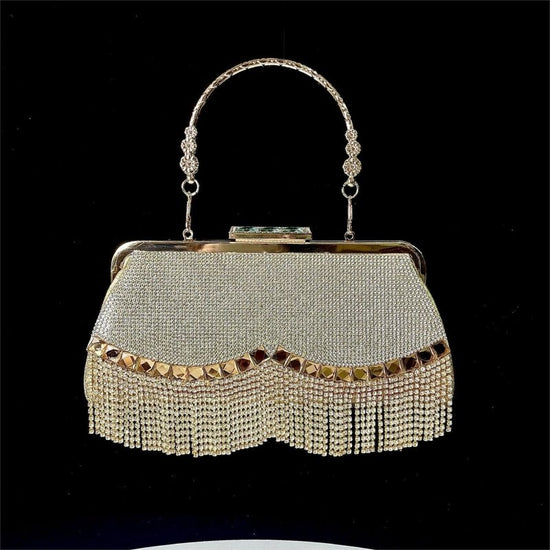 New Tassel KTV Princess Dinner Dress Hand Shoulder Crossbody Banquet Bag $51.59 Dana Fashion Color: Gold Women's Bags Product information: Lining texture: Polyester Applicable scenarios: Daily matching Color: silver, gold, black Outer bag type: open pocke