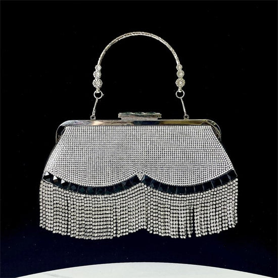 New Tassel KTV Princess Dinner Dress Hand Shoulder Crossbody Banquet Bag $51.59 Dana Fashion Color: Black Women's Bags Product information: Lining texture: Polyester Applicable scenarios: Daily matching Color: silver, gold, black Outer bag type: open pock