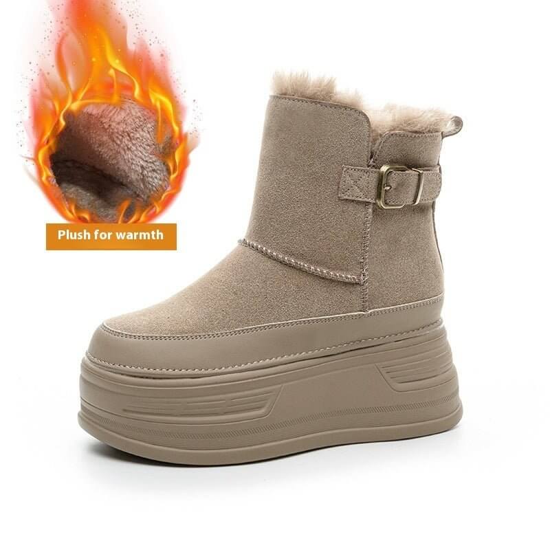New Thick-soled Height Increasing Insole Cold-proof And Fur-lined Leisure Warm Women's Shoes $69.50 Dana Fashion Color: M2682 Black Size: 34 Women's shoes Product information: Pattern: color matching Lining material: artificial short fluff Color: M2682 ye