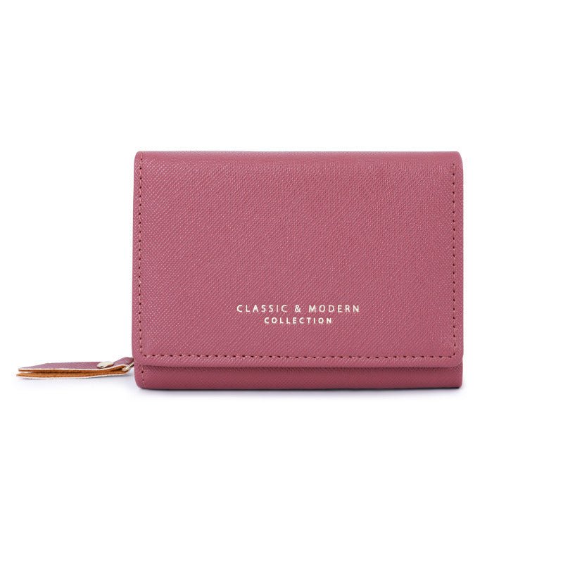 New Three Cute Folding Women's Crossed Coin Purse $32.68 Dana Fashion Color: Rust Red Women's Bags Product information: Pattern: solid color Lining texture: Polyester Applicable scenario: Daily configuration Color: black, dark purple, purplish red, light