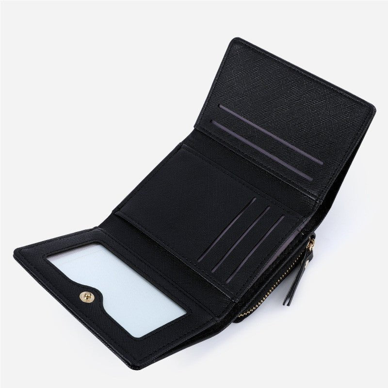 New Three Cute Folding Women's Crossed Coin Purse $32.68 Dana Fashion Color: Black Women's Bags Product information: Pattern: solid color Lining texture: Polyester Applicable scenario: Daily configuration Color: black, dark purple, purplish red, light yel