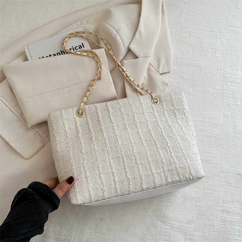 New Versatile Large Capacity Women's Chain Shoulder Bag $21.52 Dana Fashion Color: White Women's Bags Product information: Lining texture: without lining Applicable scenarios: Daily matching Color: black, white, blue, pink Outer bag type: Three-dimensiona