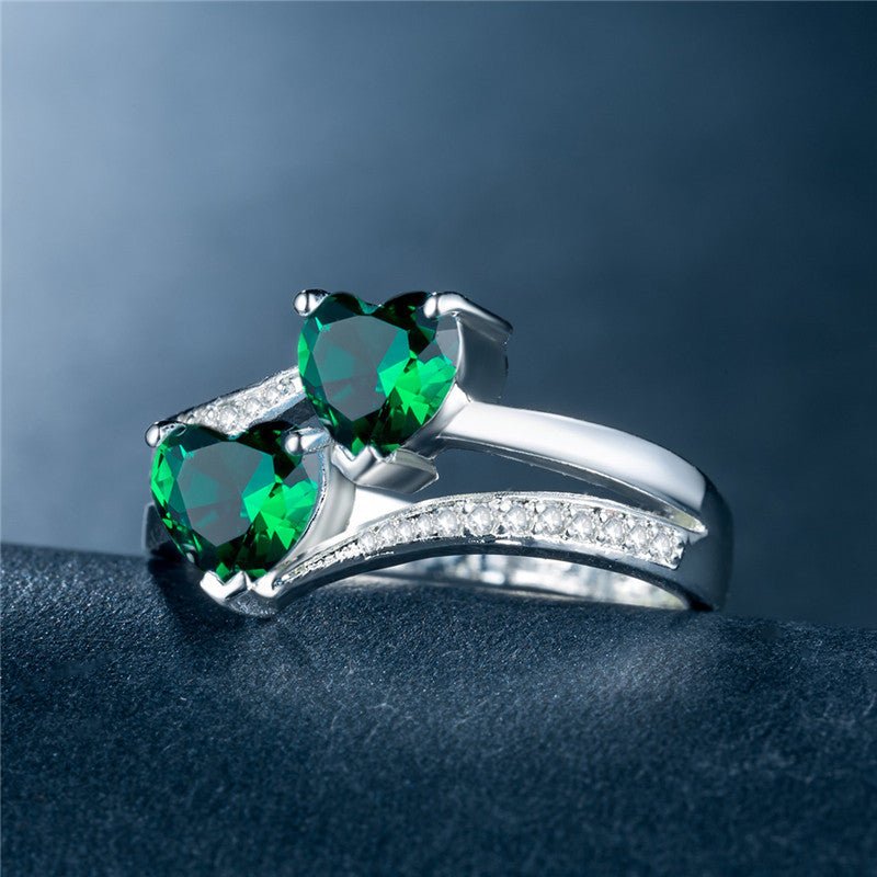 New Women's Double Heart-shaped Multicolor Ring $15.51 Dana Fashion Color: Color Size: No 10 Women's Accessories Product information: Type: Ring Treatment Process: inlaid zircon Size: no.6, no.7, no.8, no.9, no.10 Series: meeting altar, meeting altar Pict