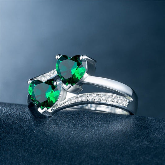New Women's Double Heart-shaped Multicolor Ring $15.51 Dana Fashion Color: Color Size: No 10 Women's Accessories Product information: Type: Ring Treatment Process: inlaid zircon Size: no.6, no.7, no.8, no.9, no.10 Series: meeting altar, meeting altar Pict