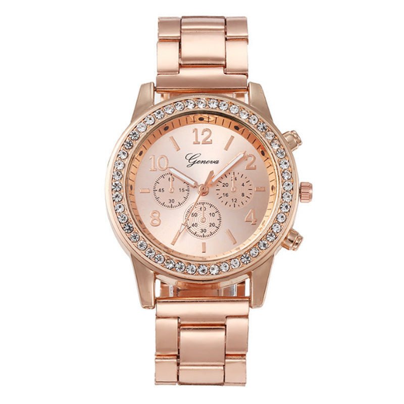 New Women's Watch Suit Quartz Diamond Watch $13.53 Dana Fashion Color: 3 Style Women's Accessories Product information: Color: 1,2,3,4,5,6 Thickness: 10mm Style: Casual Packing list: Quartz watch * 1 Product Image: