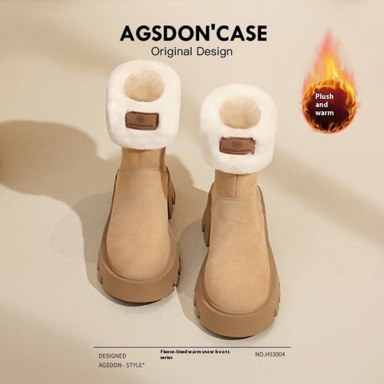 New Women's Winter Fleece-lined Thickening Thermal Cotton Shoes $50.56 Dana Fashion Color: Black Size: 35 Women's shoes Product information: Pattern: solid color Lining material: Cotton Toe holder shape: round head Color: khaki, Black Upper height: Middle