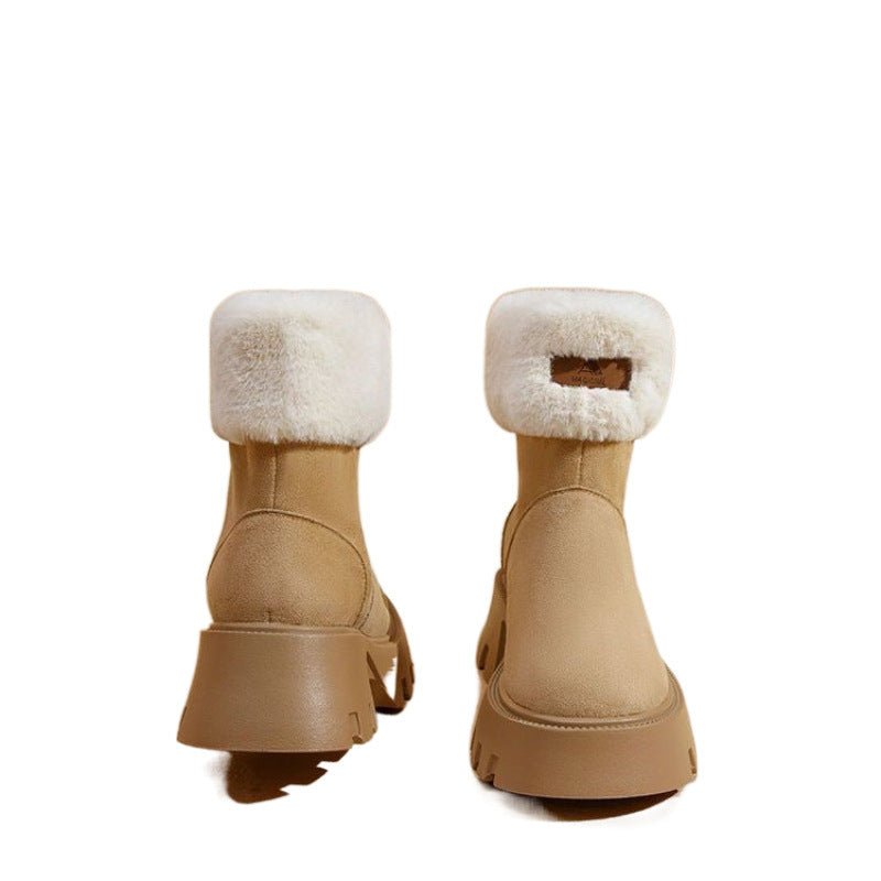 New Women's Winter Fleece-lined Thickening Thermal Cotton Shoes $50.56 Dana Fashion Color: Black Size: 35 Women's shoes Product information: Pattern: solid color Lining material: Cotton Toe holder shape: round head Color: khaki, Black Upper height: Middle