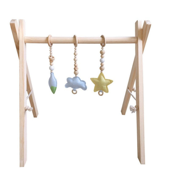 Newborn baby baby fitness frame $76.76 Dana Fashion Color: Wood color Baby & Mother Features: Made of high-quality wood, safe and non-toxic. You can save space and decorate the room. Very suitable for living room, bedroom, children's room, etc. Train your
