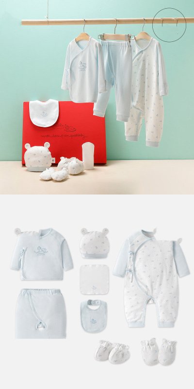 Newborn Baby Clothes Gift Box $123.41 Dana Fashion Color: Light blue 10piece set Child size: 59cm Baby Clothing Product information: Material: pure cotton Style: leisure Size information: Set： (CM) Length bust Sleeve Pants length waist Hip 59 29.5 50 31 3