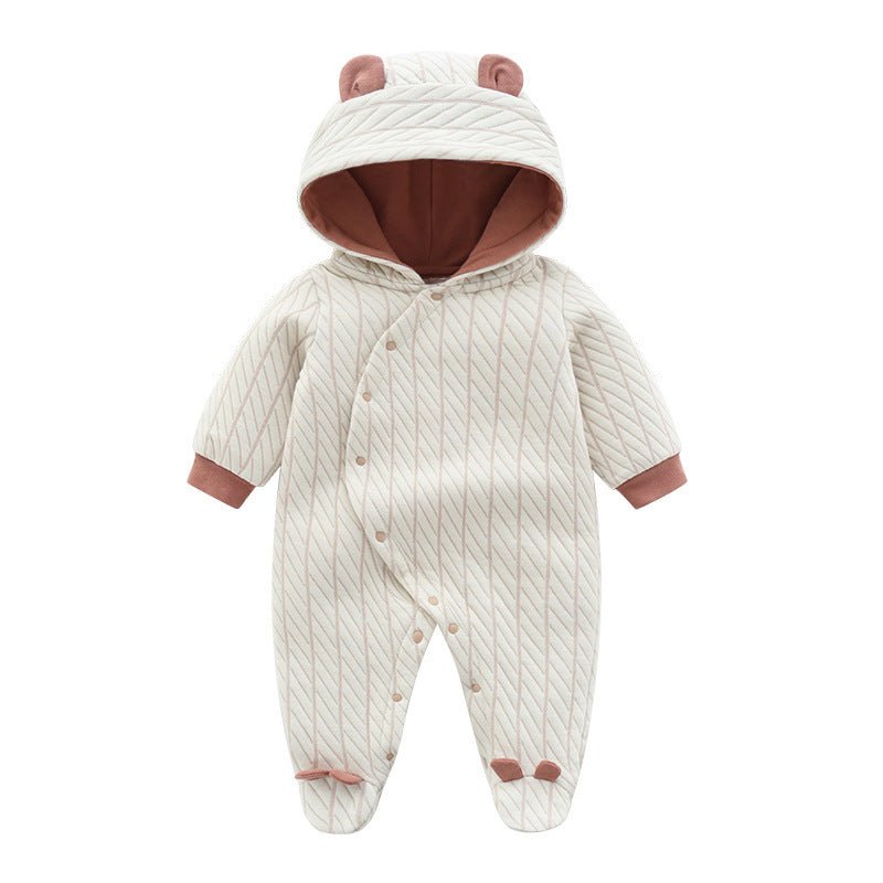 Newborn Baby Clothes Long Sleeve Romper $33.15 Dana Fashion Color: Light Brown Child size: 59cm Baby Clothing Product Information： Made of: Cotton Suitable age: newborns (0~1 years old, 80cm and below) Sleeve length: long sleeve Whether Hooded: Hooded Clo