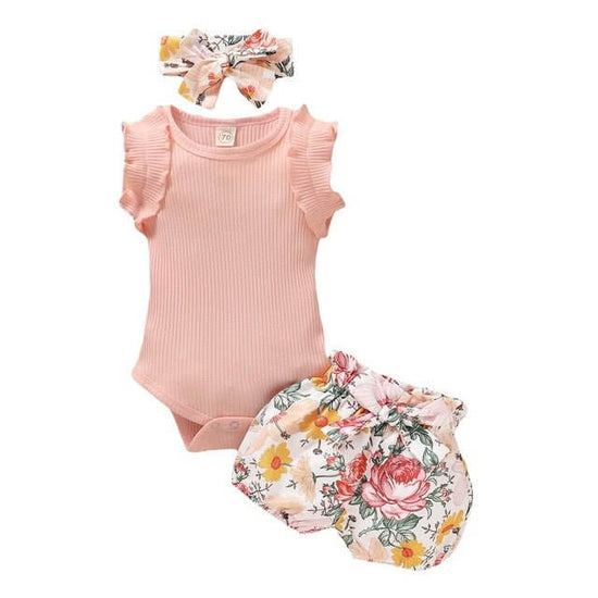 Newborn Baby Clothes Set Short Sleeve Romper Tops Bow Shorts $29.50 Dana Fashion Color: 2.style Child size: 12M Baby Clothing Product information: Made of: Cotton Style: Casual Waist: middle waist Pants length: shorts Size Information: Size: 6M 12M 18M 24