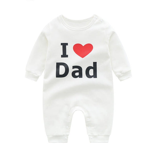 Newborn Baby Clothes Short Sleeve $19.15 Dana Fashion Color: I Dad Size: 66cm Baby Clothing Product information: Material: Cotton Style: Parent-child wear Feature: Long-sleeved one-piece color: White Size Information: Size: 66/73/80/90 Size Lenght Bust Sh