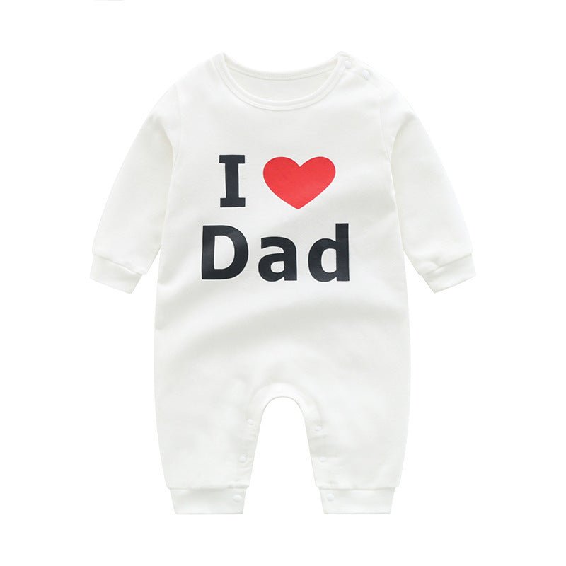 Newborn Baby Clothes Short Sleeve $19.15 Dana Fashion Color: I Dad Size: 66cm Baby Clothing Product information: Material: Cotton Style: Parent-child wear Feature: Long-sleeved one-piece color: White Size Information: Size: 66/73/80/90 Size Lenght Bust Sh