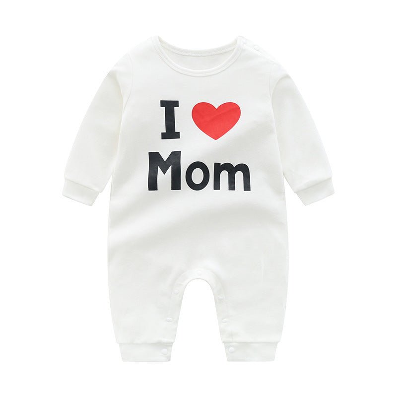 Newborn Baby Clothes Short Sleeve $19.15 Dana Fashion Color: I Mom Size: 66cm Baby Clothing Product information: Material: Cotton Style: Parent-child wear Feature: Long-sleeved one-piece color: White Size Information: Size: 66/73/80/90 Size Lenght Bust Sh