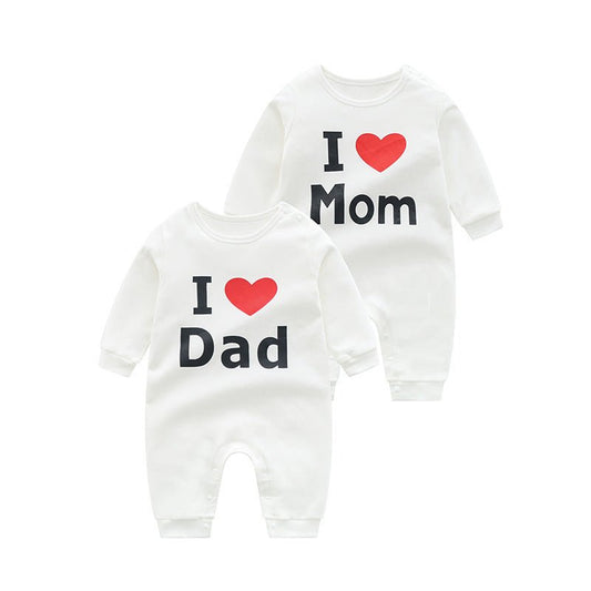 Newborn Baby Clothes Short Sleeve $19.15 Dana Fashion Color: I Dad Size: 66cm Baby Clothing Product information: Material: Cotton Style: Parent-child wear Feature: Long-sleeved one-piece color: White Size Information: Size: 66/73/80/90 Size Lenght Bust Sh