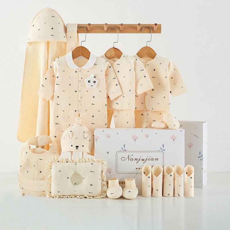 Newborn Baby Clothes Thin Suit Baby Gift Box $68.58 Dana Fashion Color: 9Style Style: 22pcs Baby Clothing Product Information: Applicable gender: Neutral/male and female Gift box content: Clothing + accessories / supplies Fabric technology: Sanding, soft