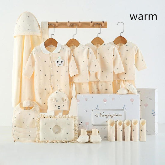Newborn Baby Clothes Thin Suit Baby Gift Box $82.80 Dana Fashion Color: 18Style Style: 24pcs Keep warm Baby Clothing Product Information: Applicable gender: Neutral/male and female Gift box content: Clothing + accessories / supplies Fabric technology: San