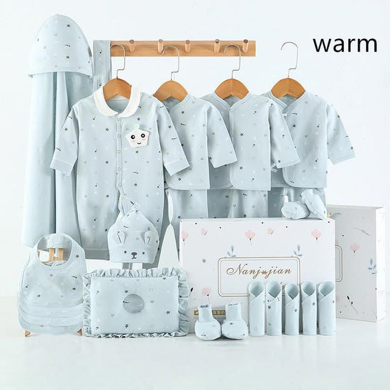 Newborn Baby Clothes Thin Suit Baby Gift Box $82.80 Dana Fashion Color: 17Style Style: 24pcs Keep warm Baby Clothing Product Information: Applicable gender: Neutral/male and female Gift box content: Clothing + accessories / supplies Fabric technology: San