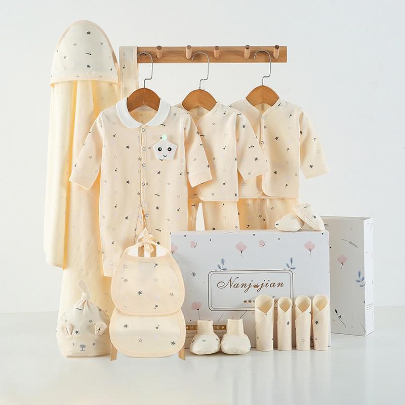 Newborn Baby Clothes Thin Suit Baby Gift Box $61.93 Dana Fashion Color: 6Style Style: 18pcs Baby Clothing Product Information: Applicable gender: Neutral/male and female Gift box content: Clothing + accessories / supplies Fabric technology: Sanding, soft