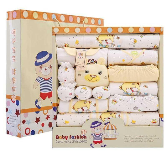 Newborn Clothes 17-Piece Cotton Suit Gift Box $42.31 Dana Fashion Color: 2pink Size: 59cm Baby Clothing P roduct Information: Main fabric composition: rabbit fur Color: Pink, Yellow, Blue Applicable age: Freshmen Applicable gender: General Clothing placke