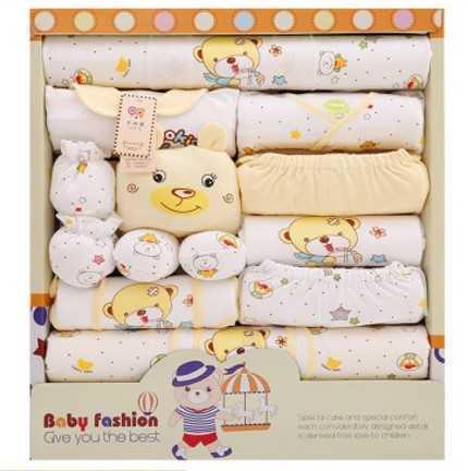 Newborn Clothes 17-Piece Cotton Suit Gift Box $45.98 Dana Fashion Color: Yellow Size: 59cm Baby Clothing P roduct Information: Main fabric composition: rabbit fur Color: Pink, Yellow, Blue Applicable age: Freshmen Applicable gender: General Clothing plack