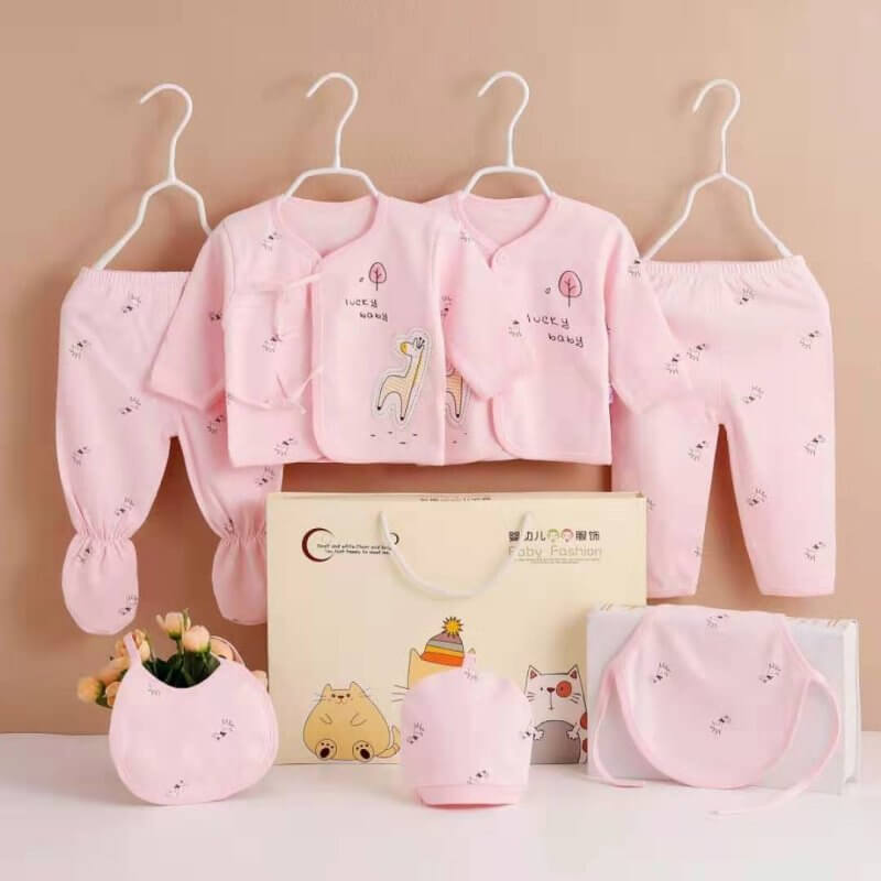 Newborn Cotton Long Sleeve Spring And Autumn $25.07 Dana Fashion style: Rabbit Snail Pink Suit Height: Free Size Baby Clothing Product information: Pattern: Cartoon Color: seven-piece rabbit Snail Blue, seven-piece rabbit snail pink, seven-piece rabbit sn