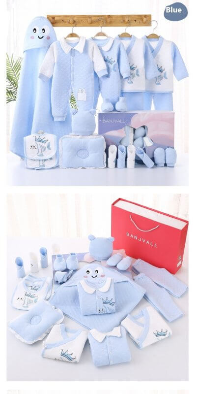 Newborn Cotton Products For Autumn And Winter Gift Set $69.50 Dana Fashion Color: Small Koi Blue Suitable For Height: 59cm Baby Clothing Product information: Fabric name: Combed cotton Applicable gender: neutral/both male and female Gift box content: clot