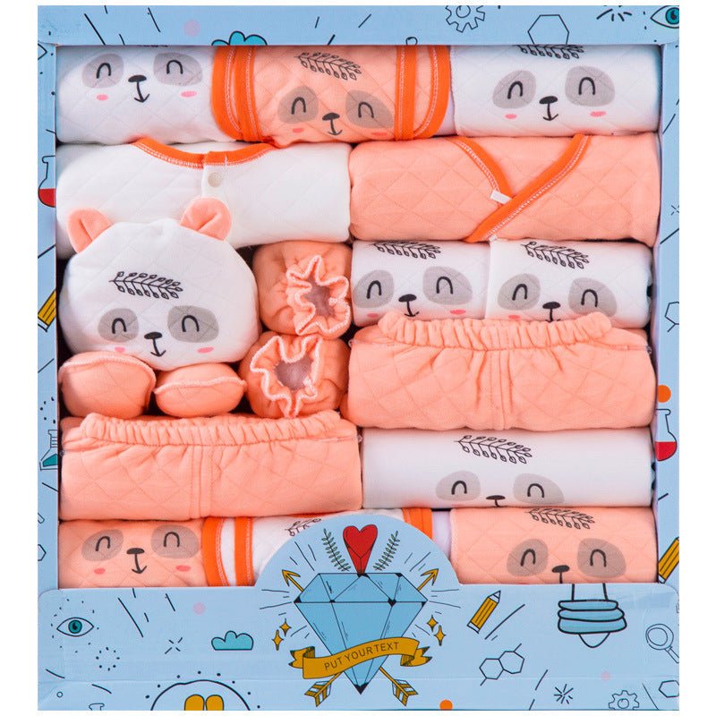 Newborn gift box baby clothes set cotton $90.50 Dana Fashion Color: Orange Thick Baby Clothing Newborn gift box baby clothes set cotton autumn and winter 03-6 months newborn full moon baby gift supplies 1. Asian sizes are 1 to 2 sizes smaller than Europea