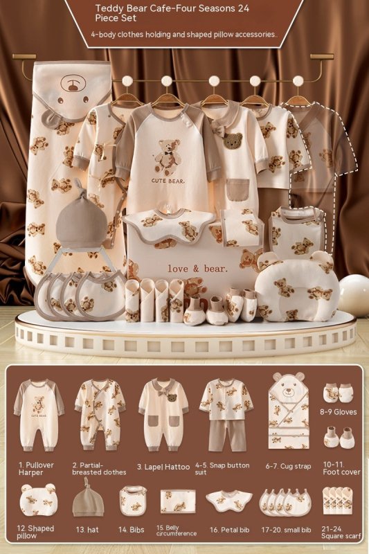 Newborn Gift Box Newborn Baby Meeting Etiquette Clothes Suit $85.22 Dana Fashion Color: Four Seasons 24 Pieces Suit Height: 59cm Baby Clothing Product information: Suitable: Height 59cm0-3 Months First Month Celebration Gift, 66cm3-6 Months 100 Days Gift,