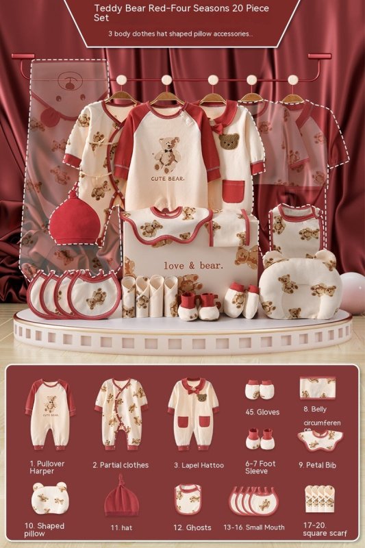 Newborn Gift Box Newborn Baby Meeting Etiquette Clothes Suit $75.12 Dana Fashion Color: Four Seasons Red 20 Pieces Suit Height: 59cm Baby Clothing Product information: Suitable: Height 59cm0-3 Months First Month Celebration Gift, 66cm3-6 Months 100 Days G