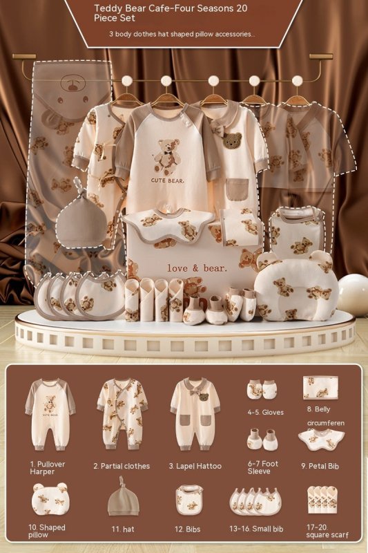 Newborn Gift Box Newborn Baby Meeting Etiquette Clothes Suit $75.12 Dana Fashion Color: Four Seasons 20 Pieces Suit Height: 59cm Baby Clothing Product information: Suitable: Height 59cm0-3 Months First Month Celebration Gift, 66cm3-6 Months 100 Days Gift,