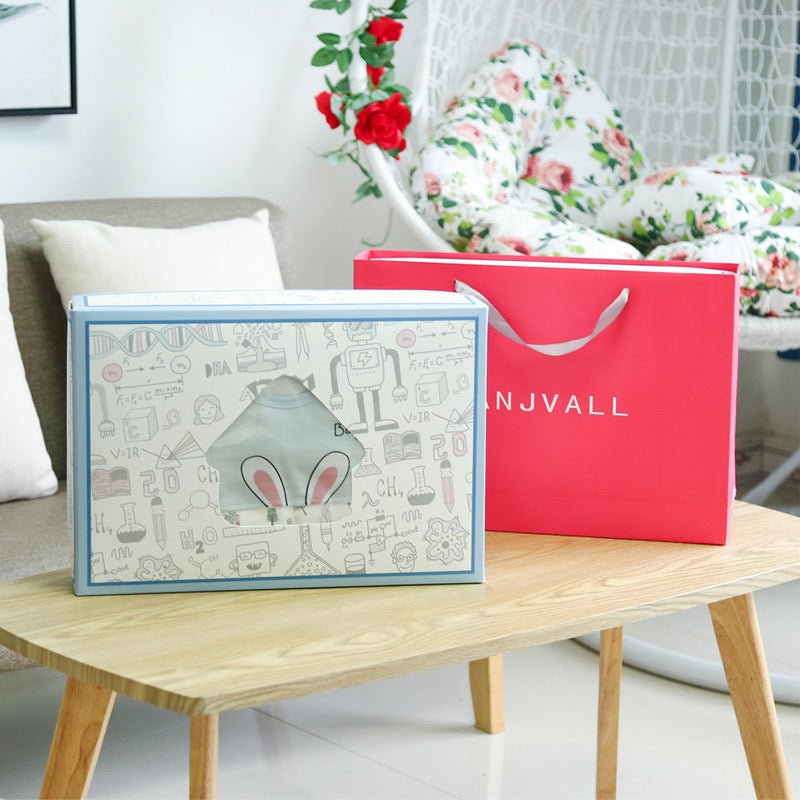 Newborn gift box set $75.50 Dana Fashion Color: Blue Size: 59cm Baby Clothing Product composition: 100% cotton Number of gift boxes: 24 sets Gift box size: 43X30cm 1. Asian sizes are 1 to 2 sizes smaller than European and American people. Choose the large