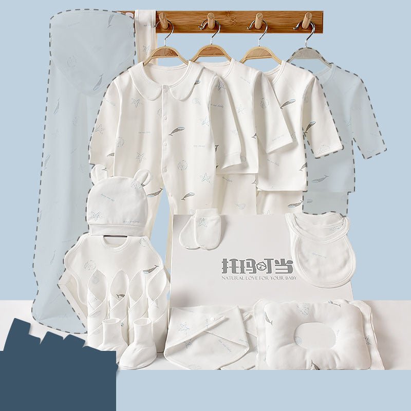 Newborn gift box set $83.45 Dana Fashion Color: 22pcs blue Size: 59cm Baby Clothing Fabric: Pure cotton (100%)