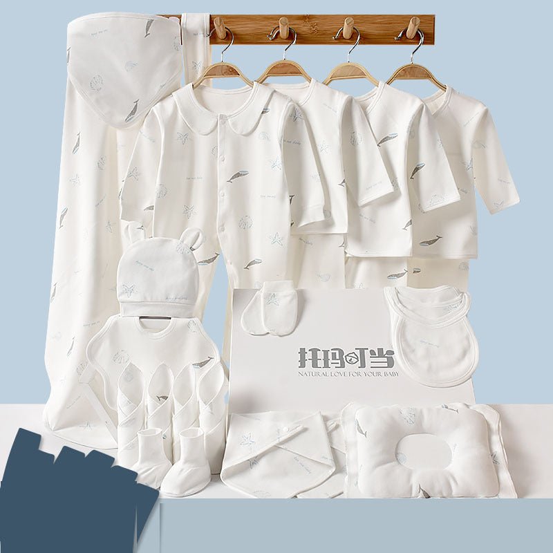Newborn gift box set $102.64 Dana Fashion Color: 26pcs blue Size: 59cm Baby Clothing Fabric: Pure cotton (100%)